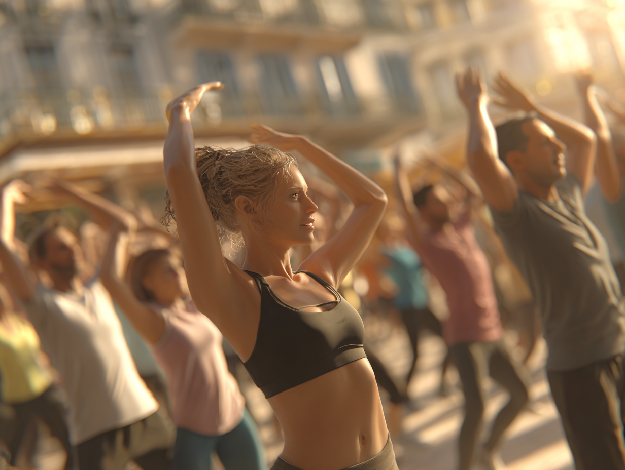 Personas de diferentes edades entrenando juntas en un gimnasio moderno